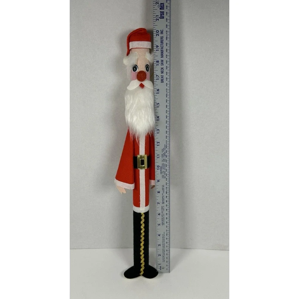 Vtg Tall Skinny Cardboard Felt Covered Santa Figurine 20